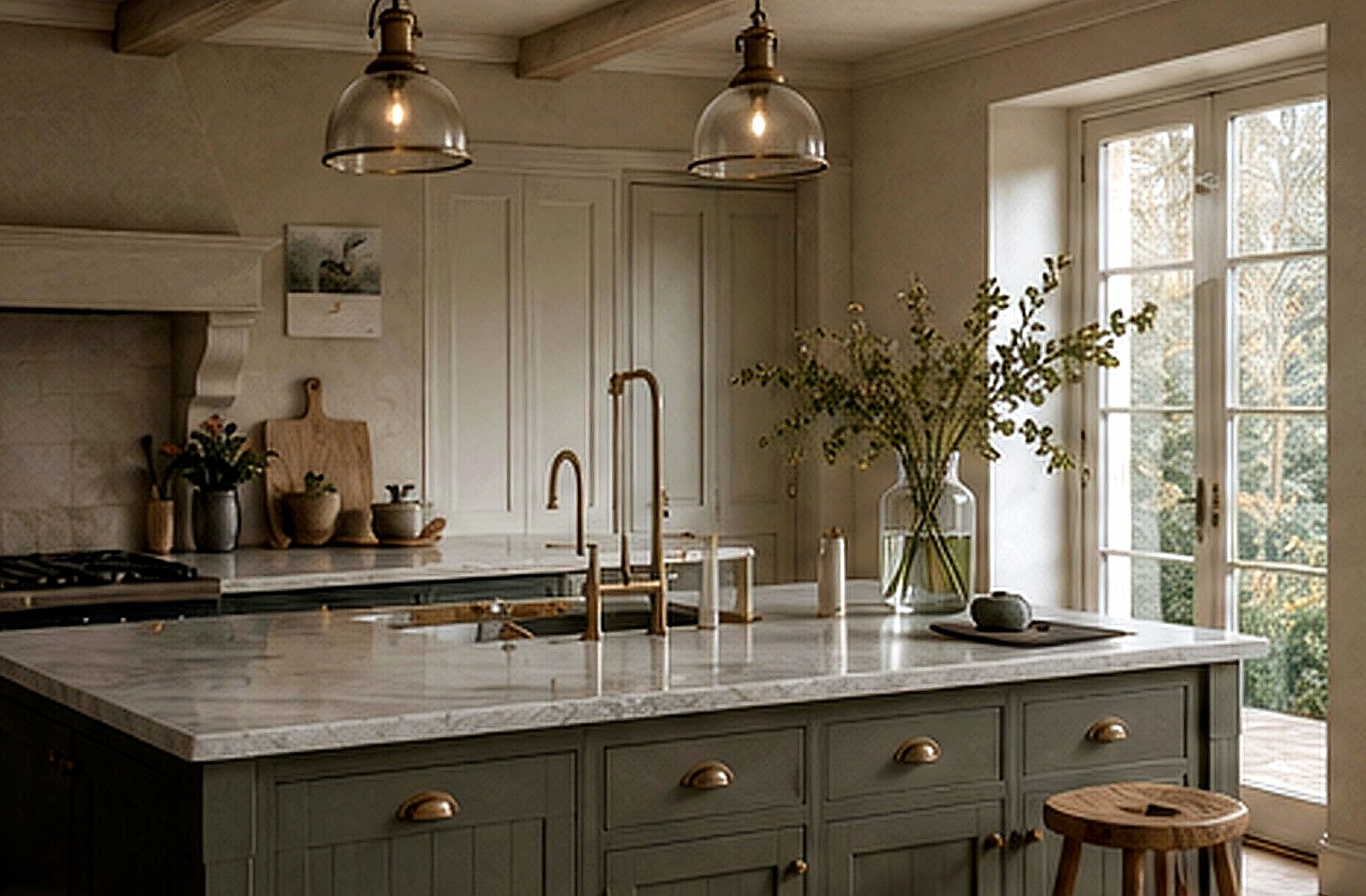 Hautes-Alpes inspired light English kitchen