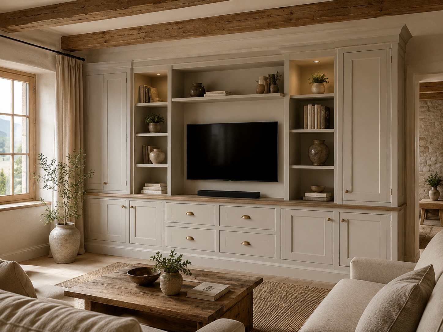 Bespoke media wall and living room cabinetry
